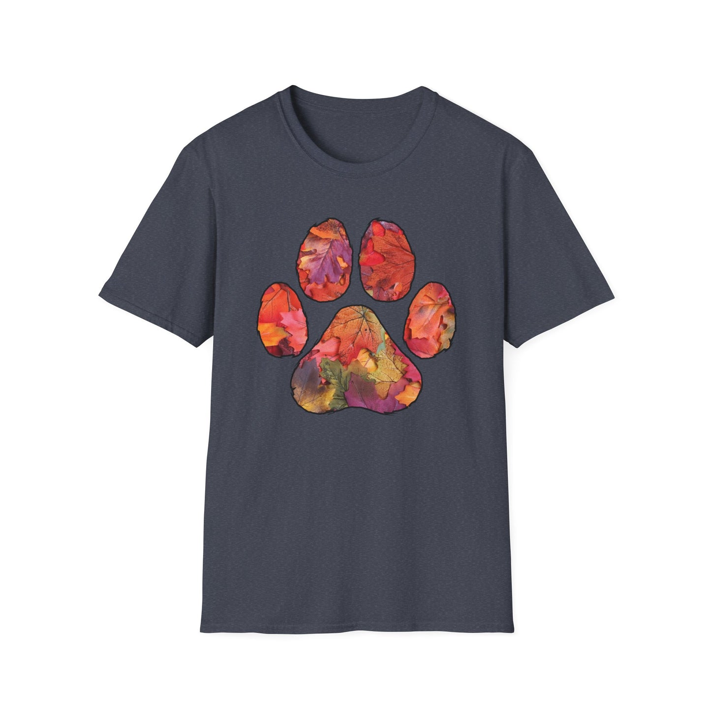 Fall Leaves Dog Paw Print T-shirt
