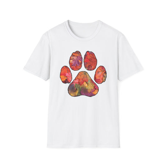 Fall Leaves Dog Paw Print T-shirt