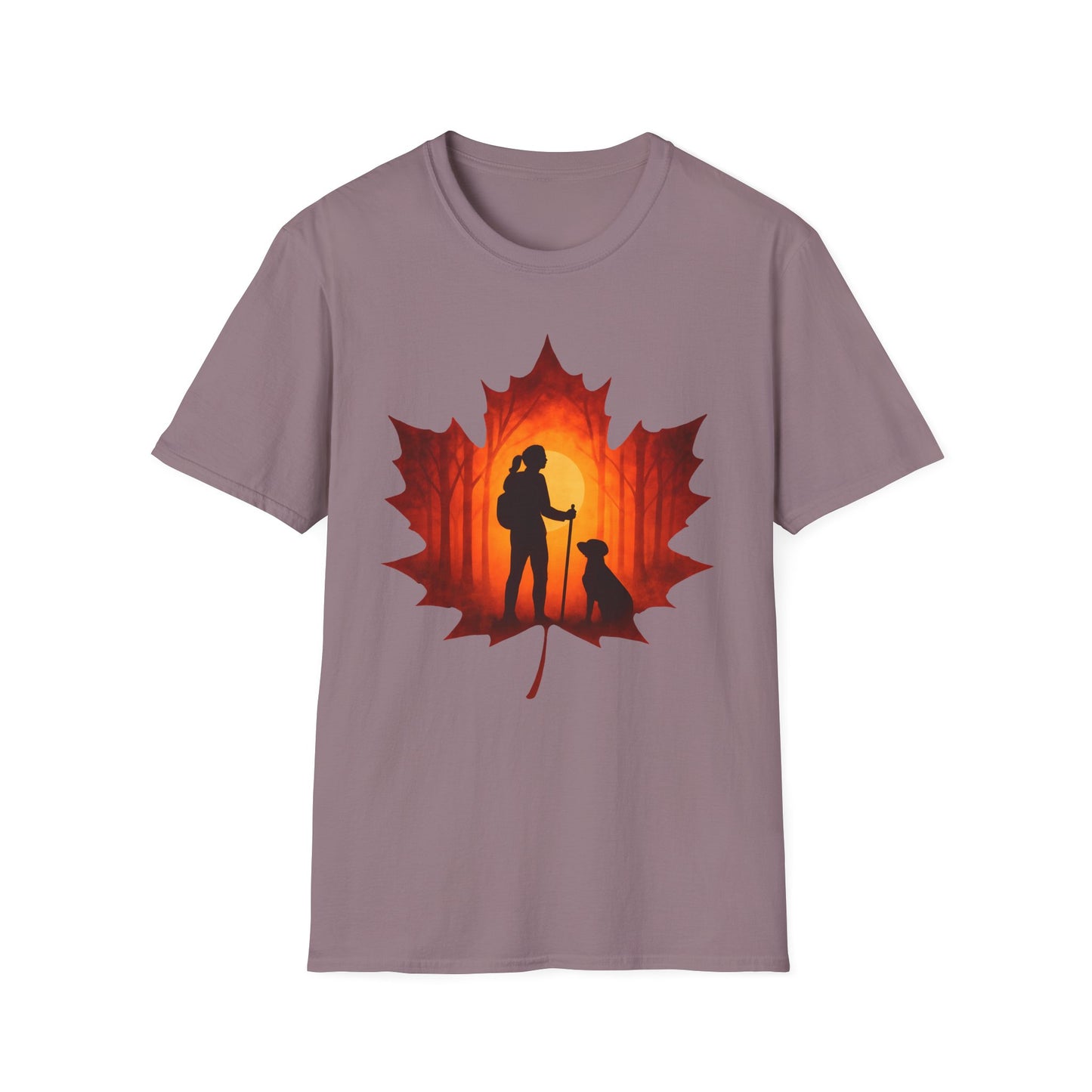 Fall Hiking with Dog Sunset T-Shirt