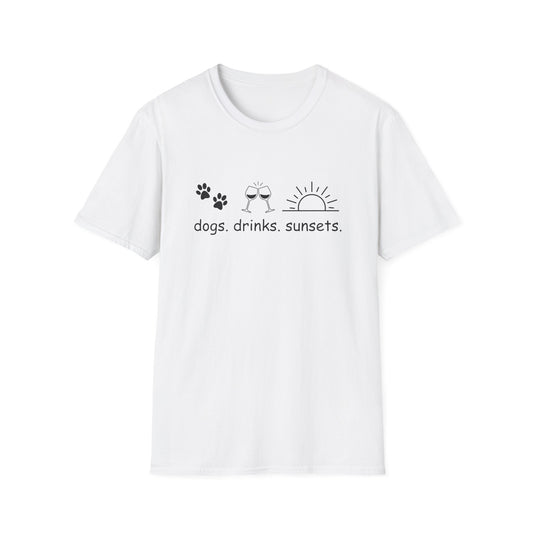 Dogs Drinks Sunsets T-shirt