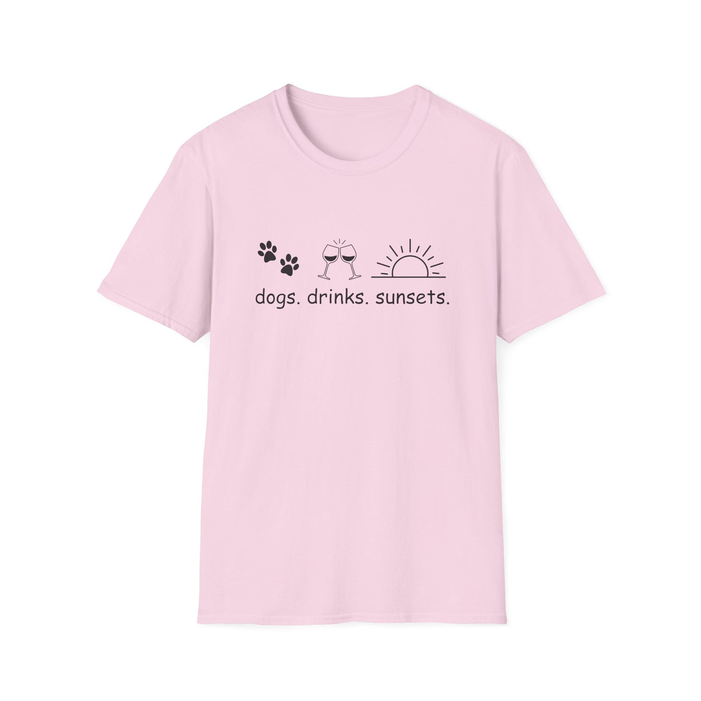 Dogs Drinks Sunsets T-shirt