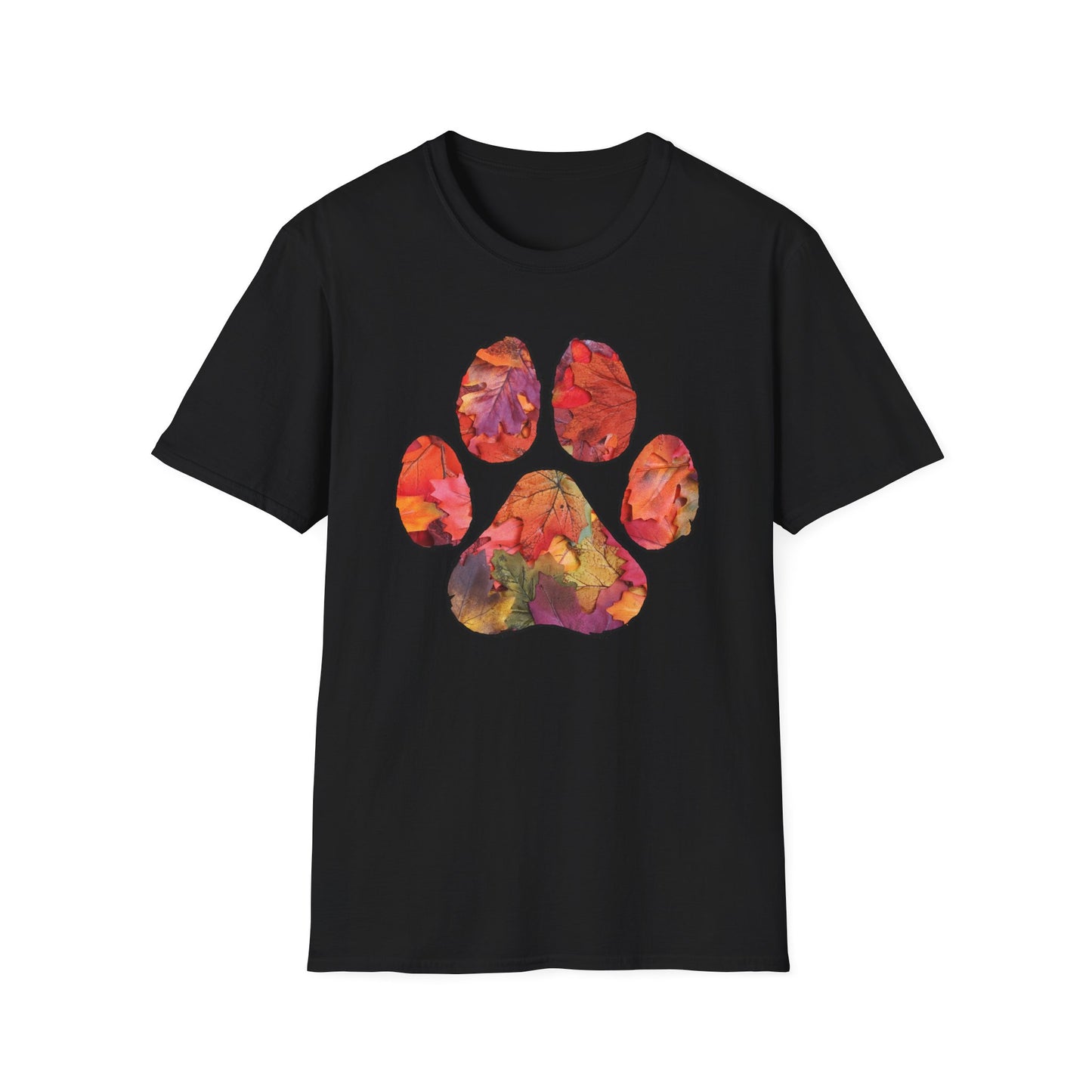 Fall Leaves Dog Paw Print T-shirt