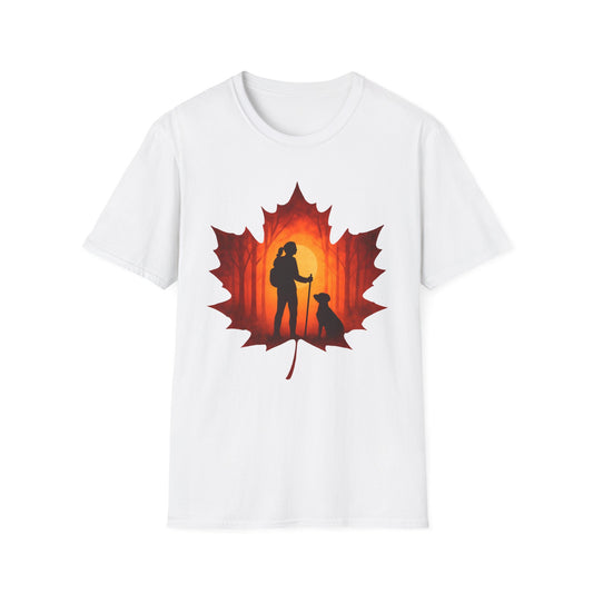 Fall Hiking with Dog Sunset T-Shirt