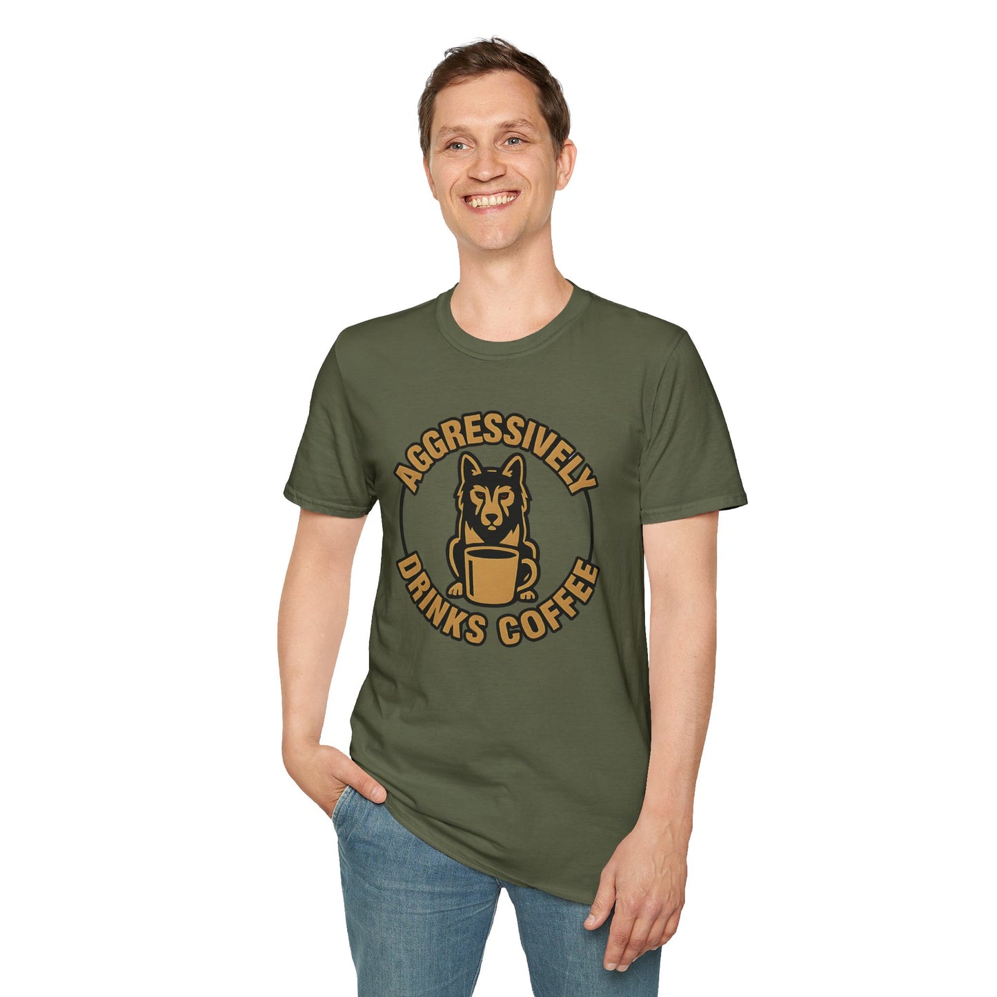 Aggressively Drinks Coffee T-shirt