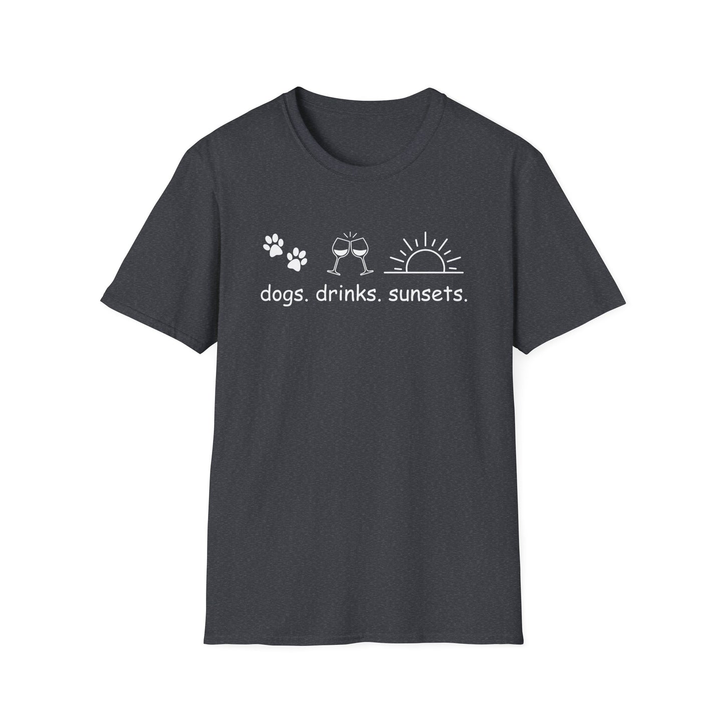 Dogs Drinks Sunsets T-shirt