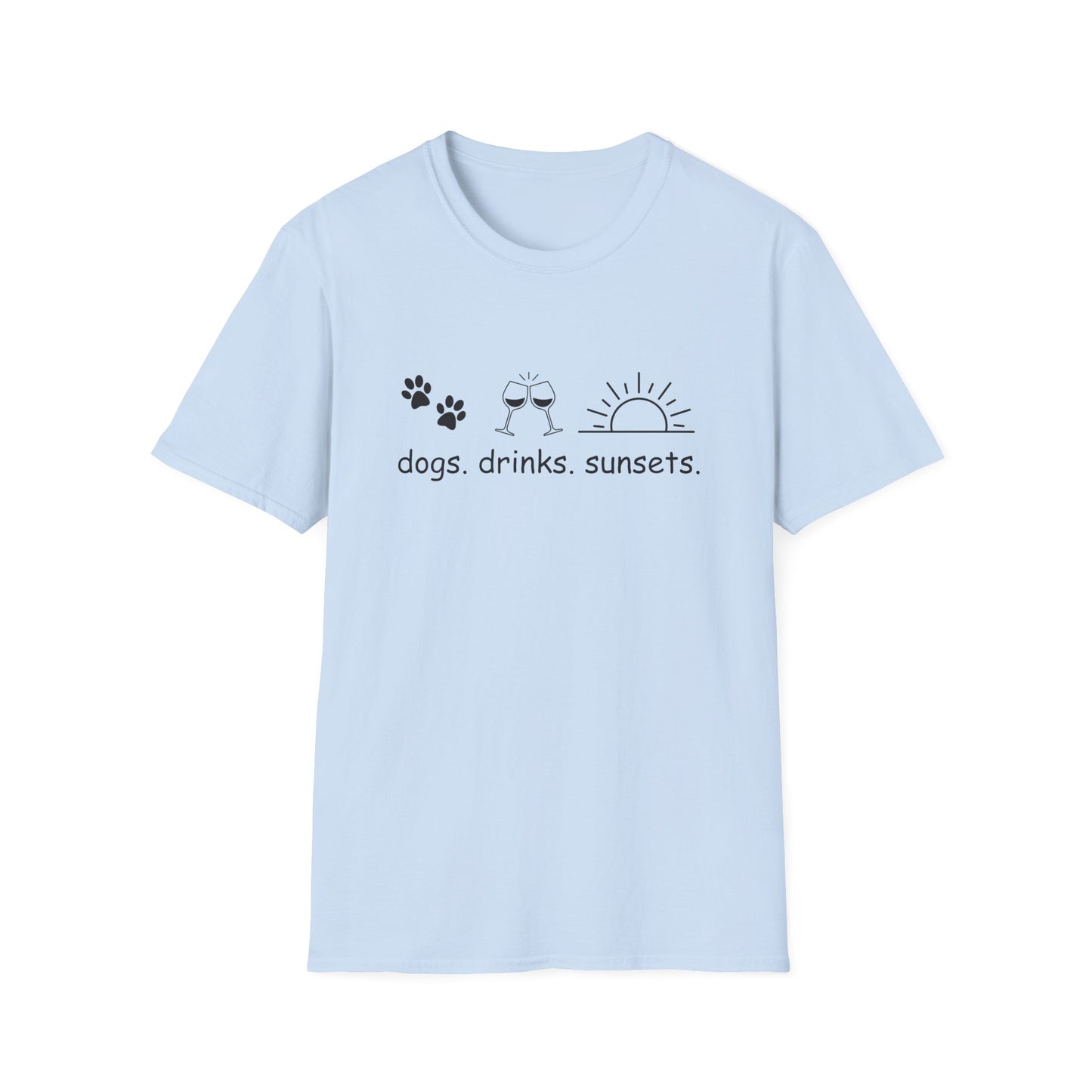 Dogs Drinks Sunsets T-shirt