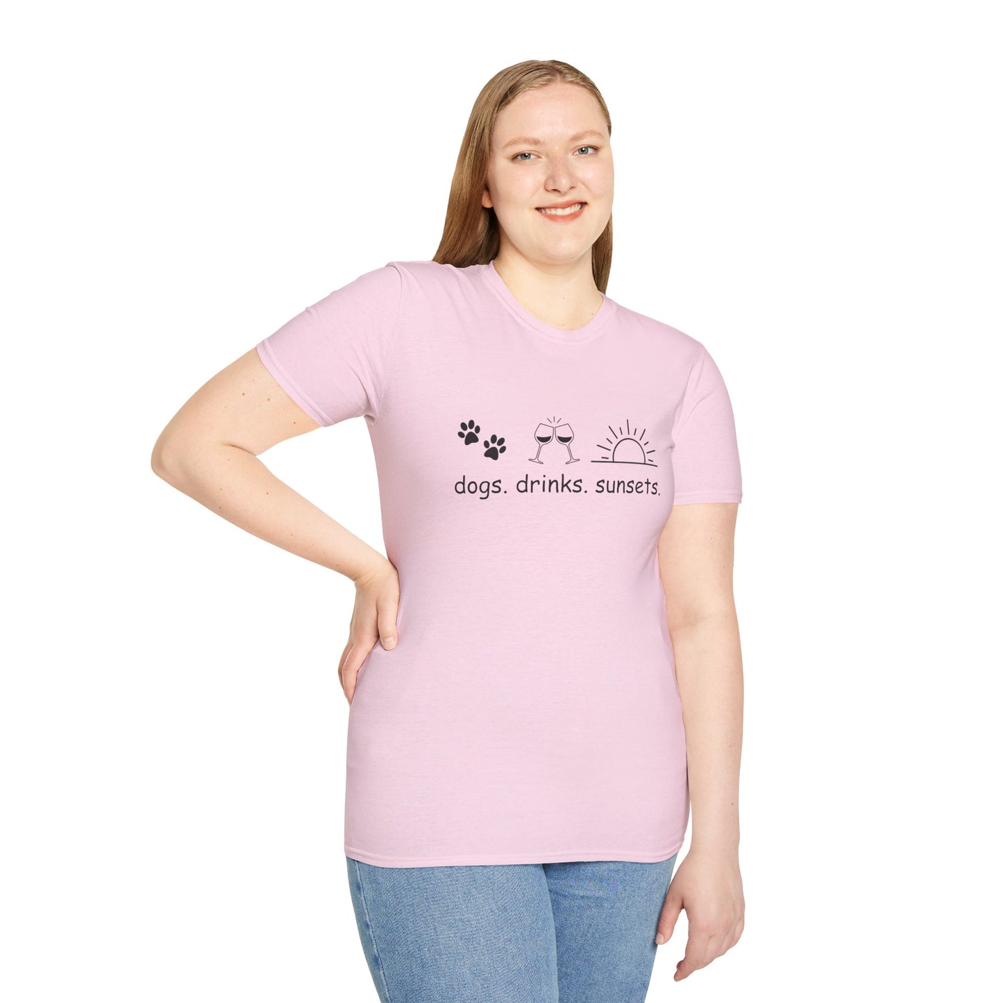 Dogs Drinks Sunsets T-shirt