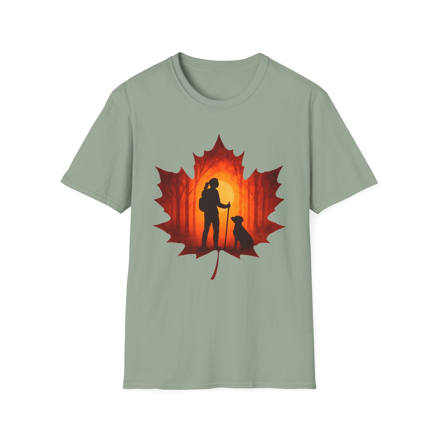 Fall Hiking with Dog Sunset T-Shirt