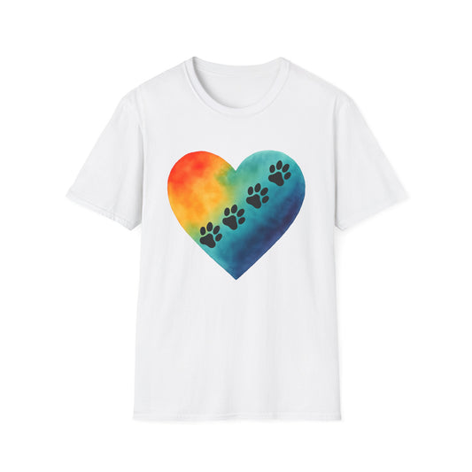 Rainbow Heart with Paw Prints T-Shirt