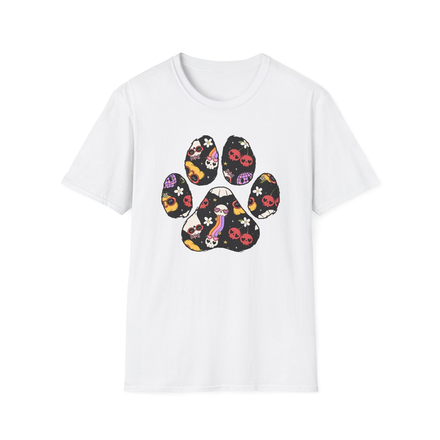 Halloween Print Dog Paw Print T-Shirt