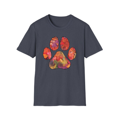Fall Leaves Dog Paw Print T-shirt