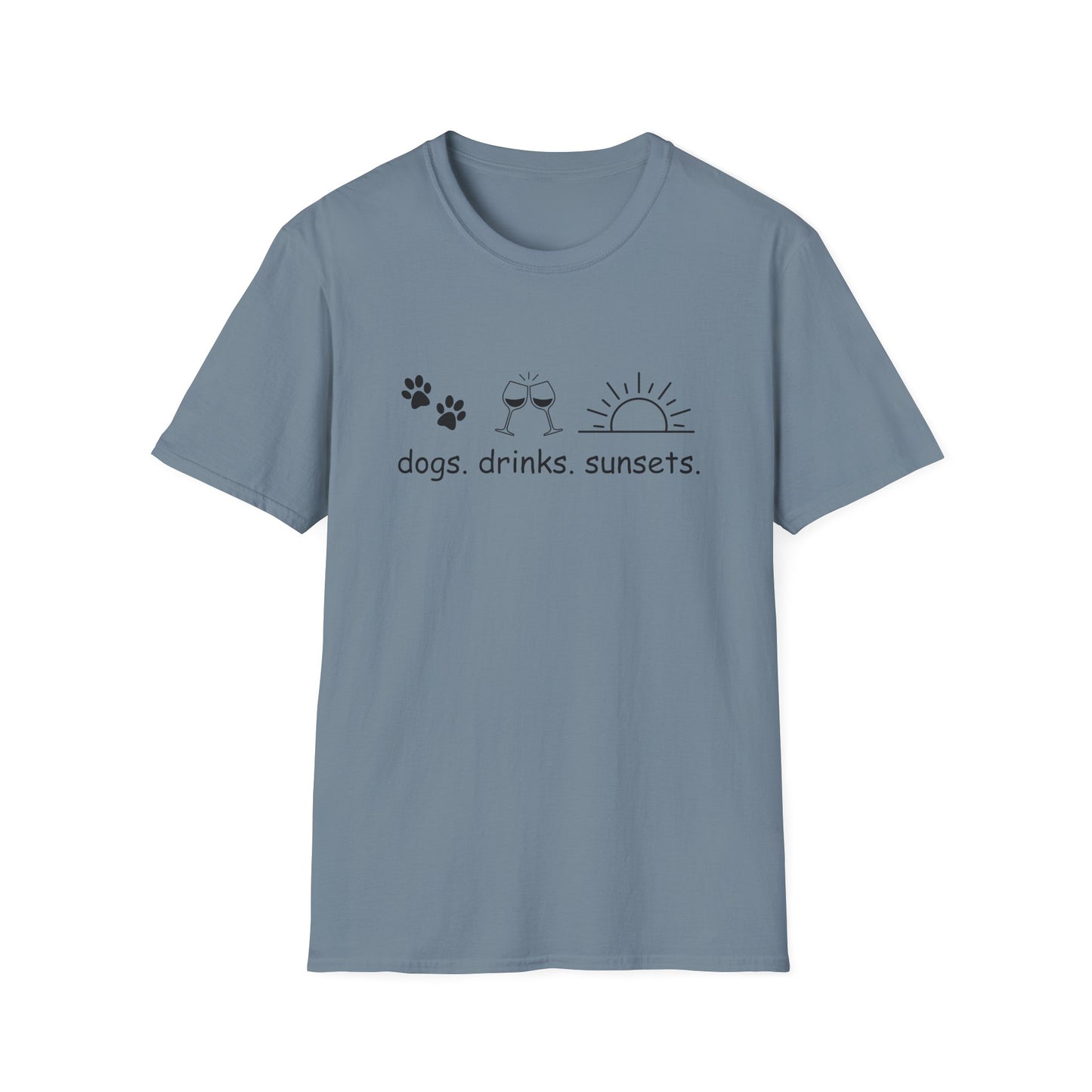 Dogs Drinks Sunsets T-shirt
