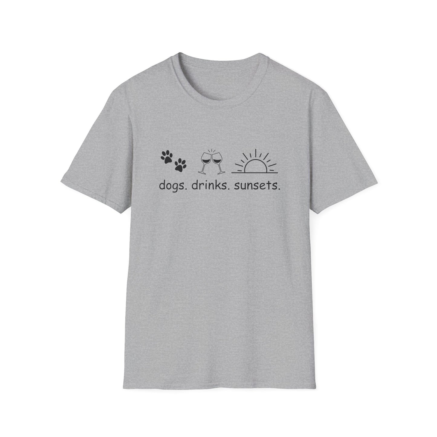 Dogs Drinks Sunsets T-shirt