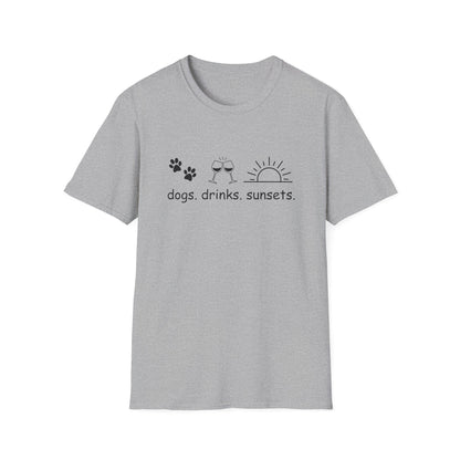Dogs Drinks Sunsets T-shirt