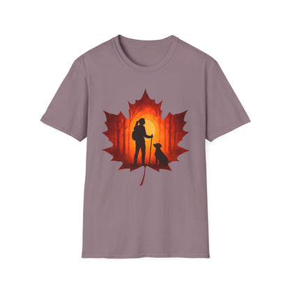 Fall Hiking with Dog Sunset T-Shirt