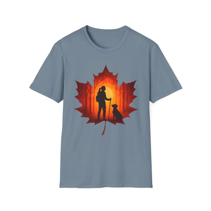 Fall Hiking with Dog Sunset T-Shirt