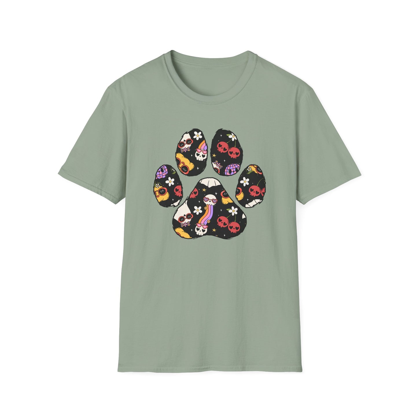 Halloween Print Dog Paw Print T-Shirt
