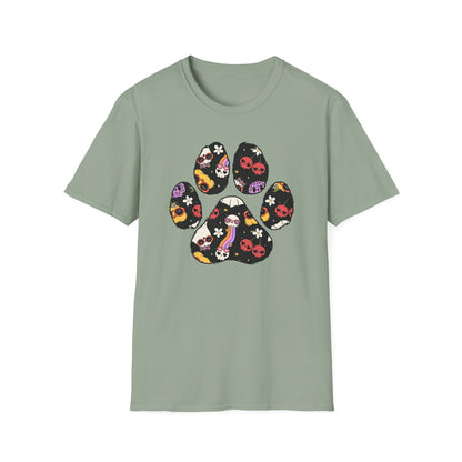 Halloween Print Dog Paw Print T-Shirt