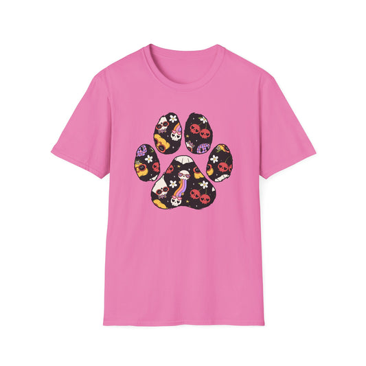 Halloween Print Dog Paw Print T-Shirt