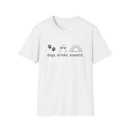 Dogs Drinks Sunsets T-shirt