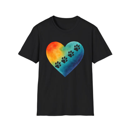 Rainbow Heart with Paw Prints T-Shirt