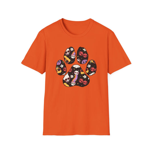 Halloween Print Dog Paw Print T-Shirt