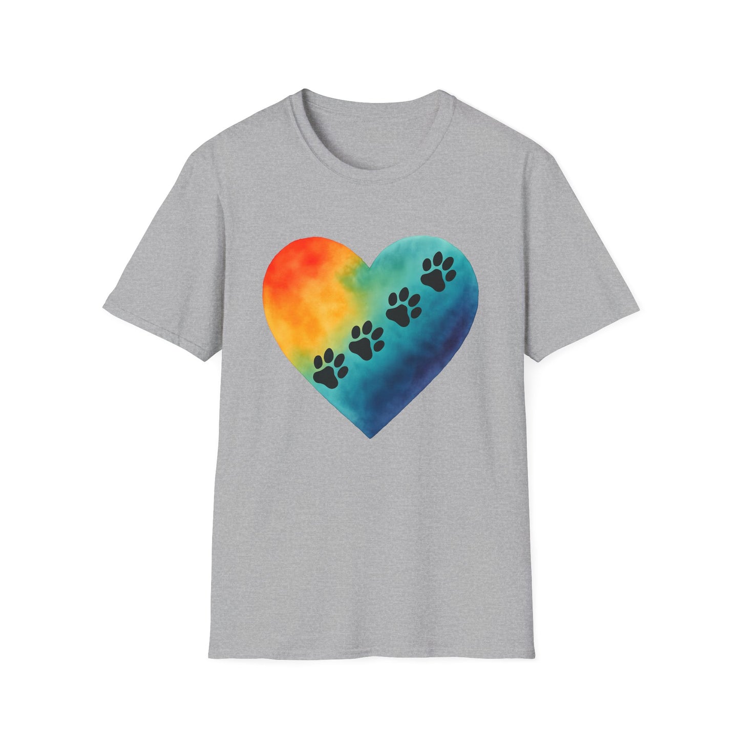 Rainbow Heart with Paw Prints T-Shirt