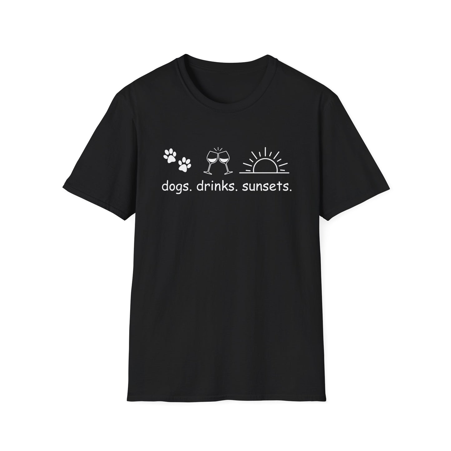 Dogs Drinks Sunsets T-shirt