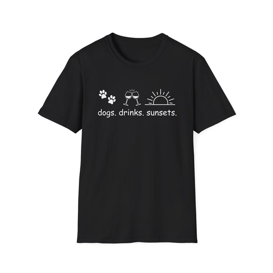 Dogs Drinks Sunsets T-shirt