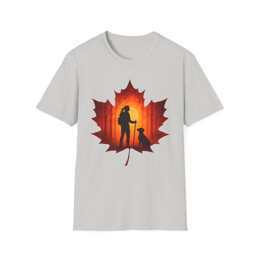 Fall Hiking with Dog Sunset T-Shirt