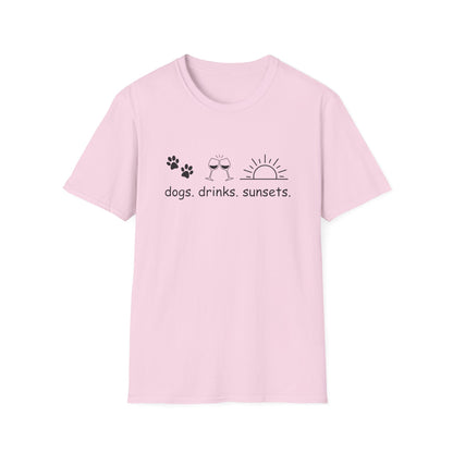 Dogs Drinks Sunsets T-shirt