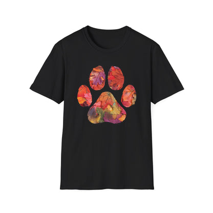 Fall Leaves Dog Paw Print T-shirt