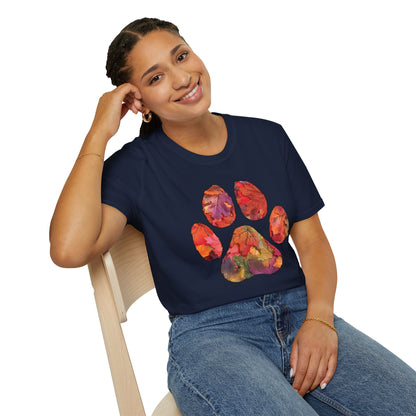 Fall Leaves Dog Paw Print T-shirt