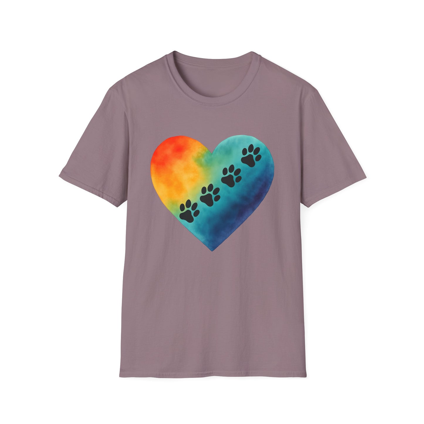Rainbow Heart with Paw Prints T-Shirt