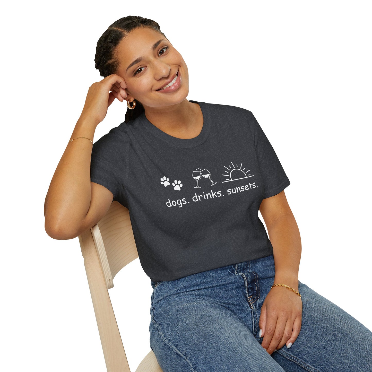Dogs Drinks Sunsets T-shirt