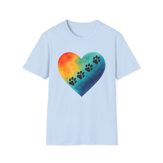 Rainbow Heart with Paw Prints T-Shirt
