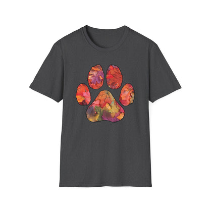 Fall Leaves Dog Paw Print T-shirt