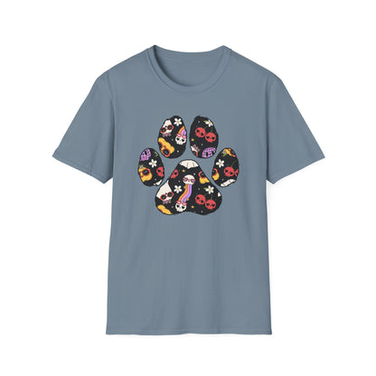 Halloween Print Dog Paw Print T-Shirt