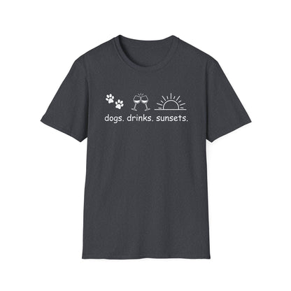 Dogs Drinks Sunsets T-shirt