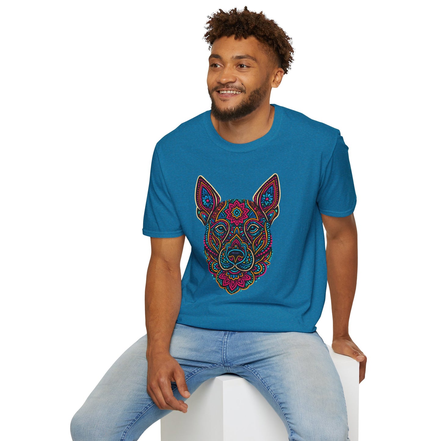 Colorful Mandala Dog Head T-Shirt