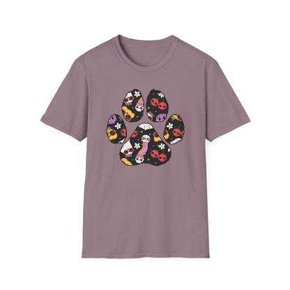 Halloween Print Dog Paw Print T-Shirt