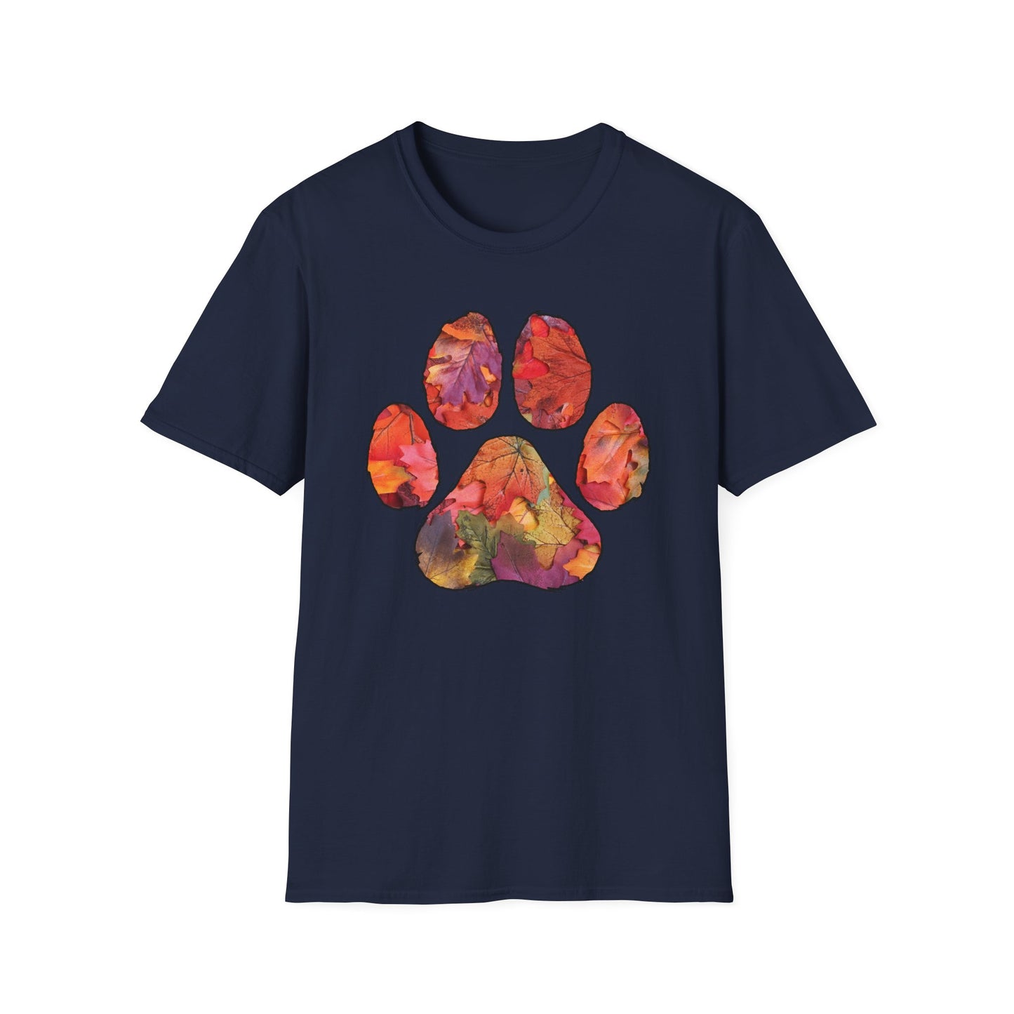 Fall Leaves Dog Paw Print T-shirt
