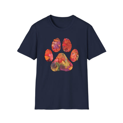 Fall Leaves Dog Paw Print T-shirt