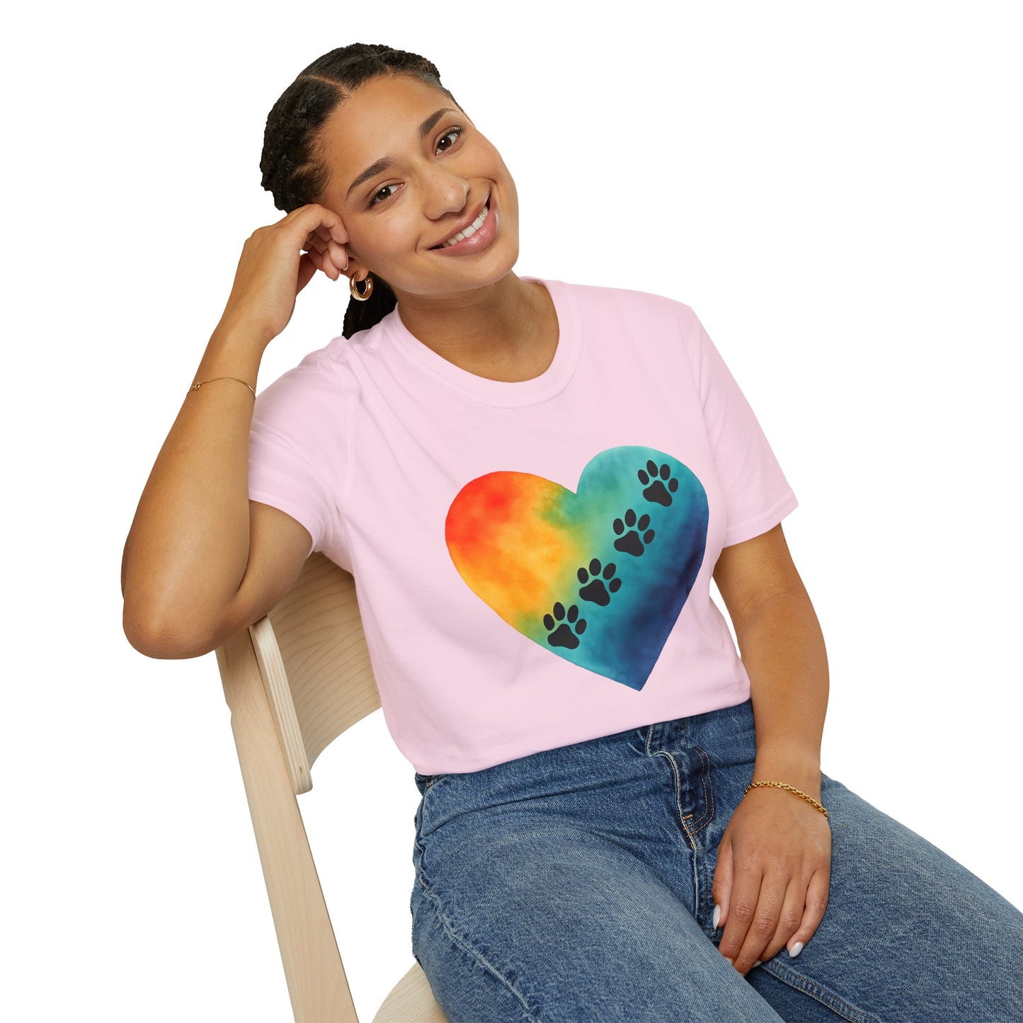 Rainbow Heart with Paw Prints T-Shirt