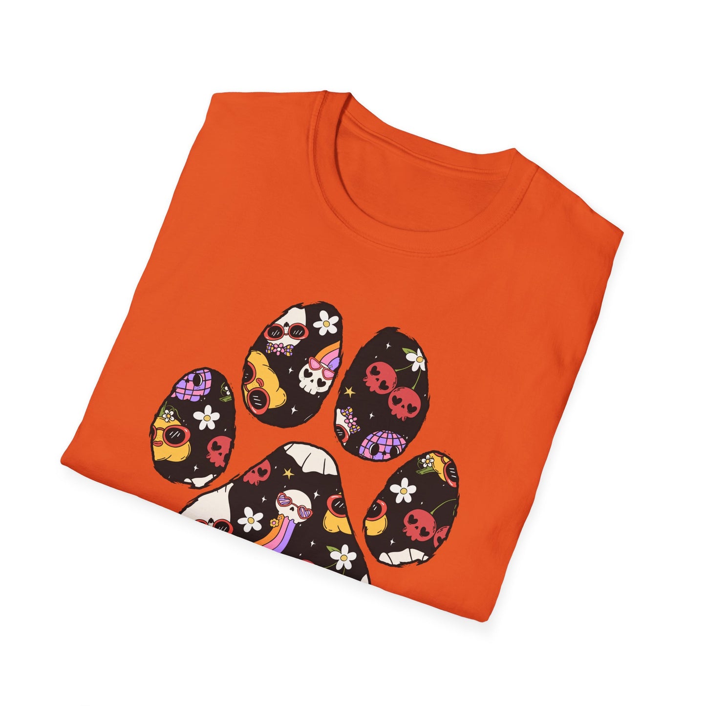 Halloween Print Dog Paw Print T-Shirt