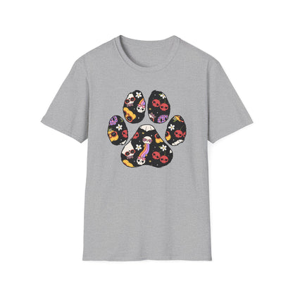 Halloween Print Dog Paw Print T-Shirt