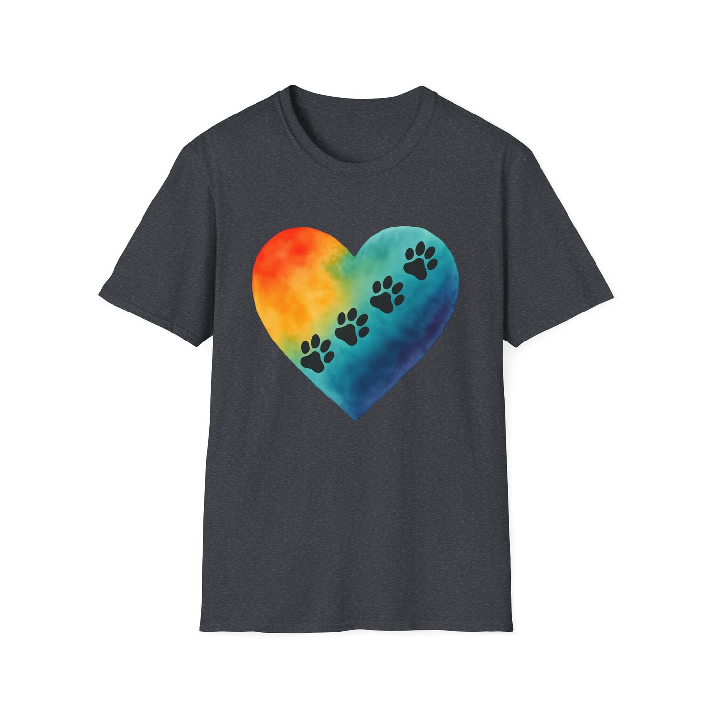 Rainbow Heart with Paw Prints T-Shirt