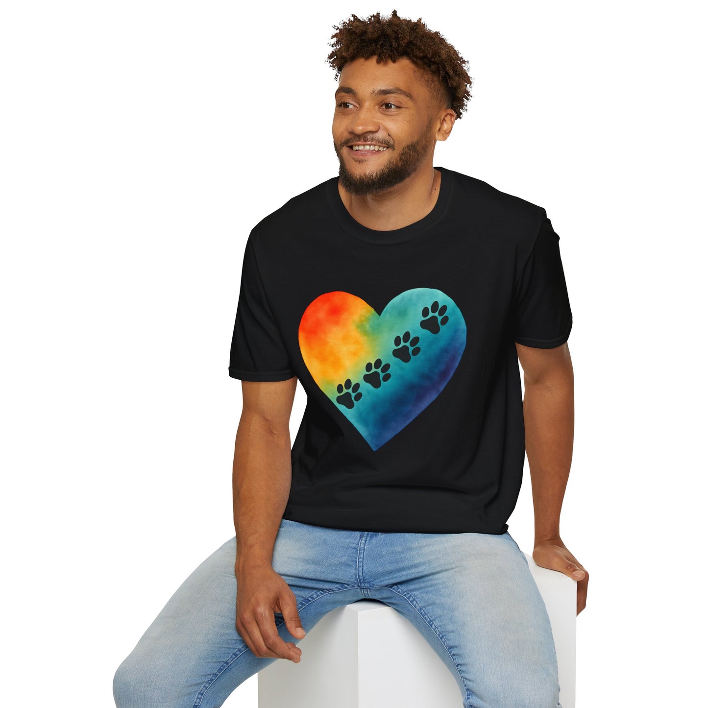Rainbow Heart with Paw Prints T-Shirt