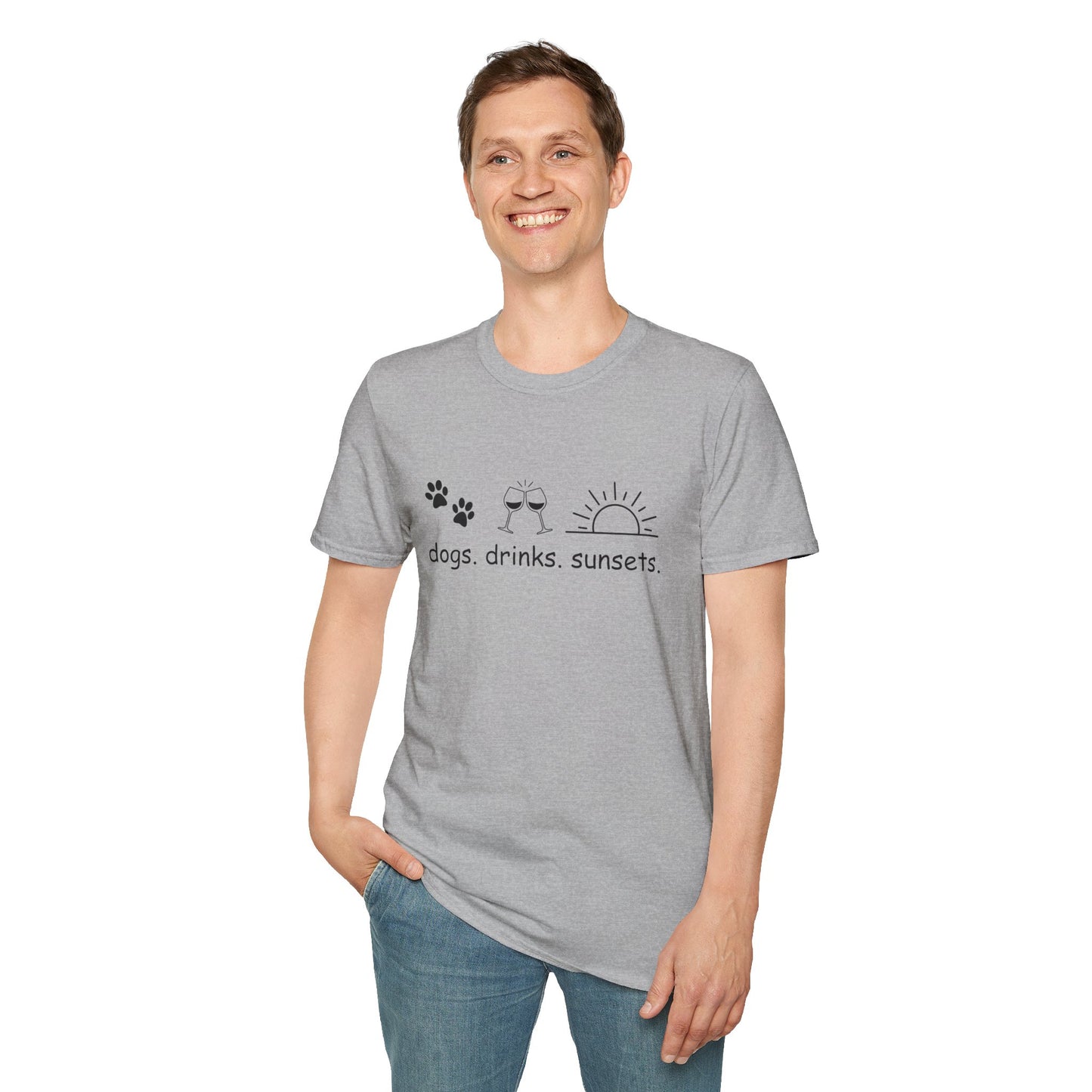 Dogs Drinks Sunsets T-shirt