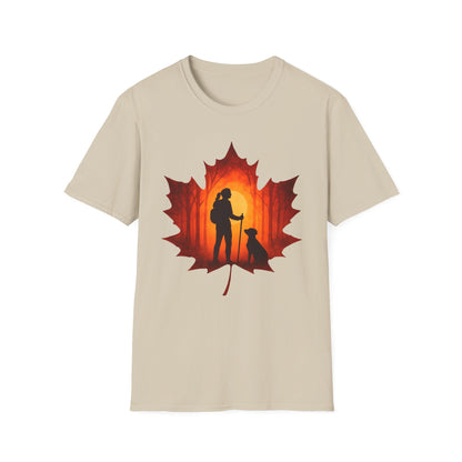 Fall Hiking with Dog Sunset T-Shirt